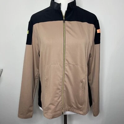Chaqueta atlética de golf Jamie Sadock negra/bronceada con cremallera completa elástica para mujer talla M Foto 1 de 4