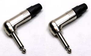 (2) Zwei Original NEUTRIK NP2RX Mono 1/4" rechtwinklige Kabelhalterung Stecker (Nickel) - Bild 1 von 7