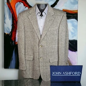 John Ashford Sport Coat Blazer Mens 42L Beige Silk Lightly Structured - Picture 1 of 11