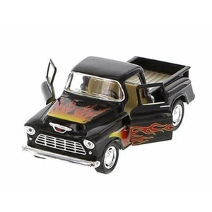 Kinsmart 1955 Chevrolet Stepside Pickup w/ Flames 1:32 Diecast Toy Truck Black - Picture 1 of 1