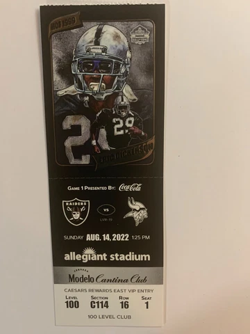 LAS VEGAS RAIDERS vs MINNESOTA VIKINGS AUGUST 14,2022  HALL of FAME TICKET STUB Cover
