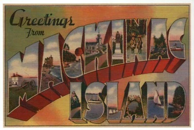 Greetings from Mackinac Island Michigan, Light etc. Modern Large Letter Postcard - Image 1 of 2