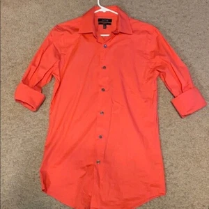 Apt. 9 Men’s Neon Orange Stretch Slim Fit Dress Shirt Small (14.5, 32/33) - Picture 1 of 3