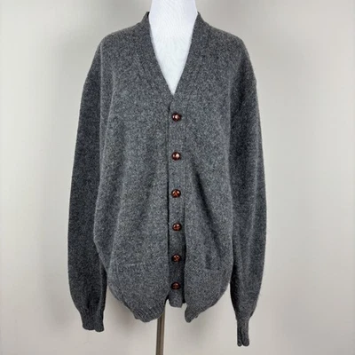 VTG Jantzen Grandpa Button Up Cardigan Sweater Mens LT Large Tall Gray Grunge - Image 1 of 4