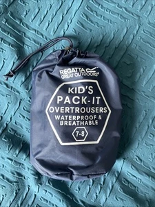 Regatta Kids Pack It Over Trousers Waterproof Age 7 To 8 Years Navy Blue - Picture 1 of 1