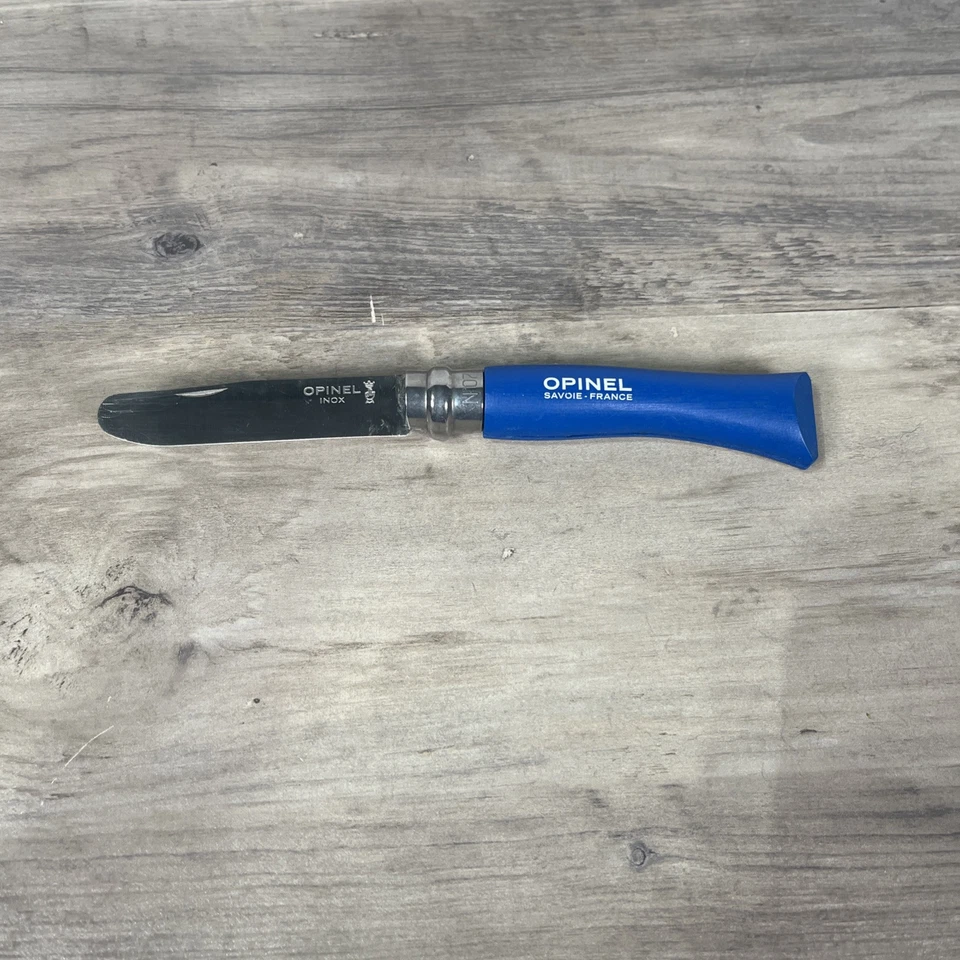 Opinel Inox No 7 锁刀带蓝色木质手柄法国萨沃伊制造 — 第 1/4 张图片