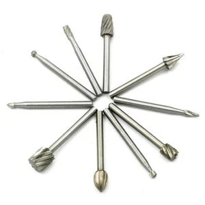 10 Pcs Wood Carving Knife Engraving Drill Bit Set Tool Bits Rotary File Burr - Picture 1 of 11