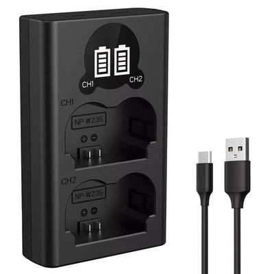 NP-W235 Battery Charger with Dual-Slot LCD Screen for Fujifilm 8.4V - Image 1 of 4