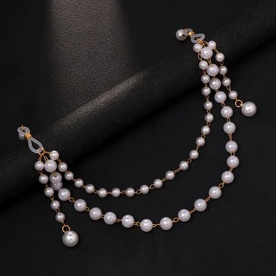 Women Rhinestone Necklace Nipple Pearl Multi-layed Metal Jewel Body Chain - Image 1 of 4