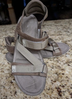 Merrell Mens Size 10 Beige Sandals Shoes J91513 Walking Hiking Hook & Loop Strap - Image 1 of 4
