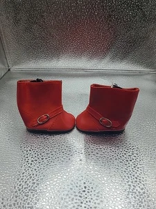 American Girl Doll Molly Winter Story Red Zippered PU Flat Boots Buckles - Picture 1 of 6
