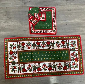 Österreich Volkskunst Kleid & Blumen Design Kolf Baumwolle Tischdecke & Servietten - Bild 1 von 3