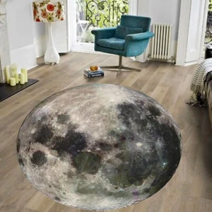 Moon Rug,Moon Decor,Round Rug,Space Rug,3D Full Moon Rug,Planet Rug,3D Area Rug - Picture 1 of 9