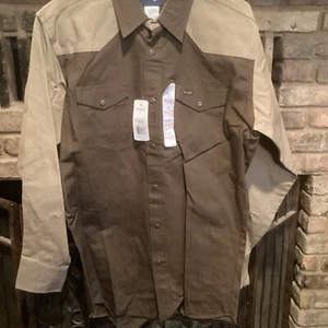Wrangler Western Vintage Heavy Cotton Shirt Men Large Tall NWT! - Picture 1 of 8