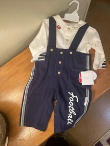Vintage Vitamin Brand Boys Suspender Pants & Matching Shirt New With Tags 6-9 Mo - Picture 1 of 3