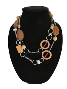 CHICO'S Wood Mixed-Media 40"-45" Statement Necklace / Belt - Picture 1 of 4
