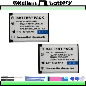 2x Li-42B Battery FOR Nikon EN-EL10 Casio NP-80 Pentax D-Li63 Kodak KLIC-7006 - Picture 1 of 7