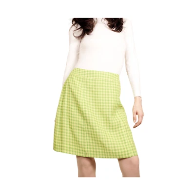 Винтажная 90-х годов Y2K юбка шахматная доска чек Chartreuse лимон лайм зеленый желтый 8 - Изображение 1 из 4