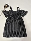 Art Class Girl's Dress Black with short sleeves and white tassels So Small 6-6x