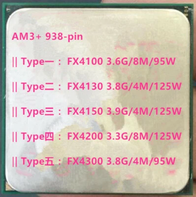 AMD X4 FX4100 FX4130 FX4150 FX4200 FX4300 AM3+ 938-pin Desktop CPU - Image 1 of 4