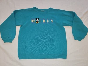 Vintage Mickey Mouse Disney Sweatshirt Youth/Kids Large (14/16) Teal USA Made - Picture 1 of 12