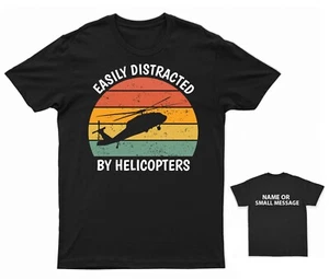 Easily Distracted by Helicopters Kids T-Shirt Helicopter Lover Tee Customisable - Picture 1 of 18