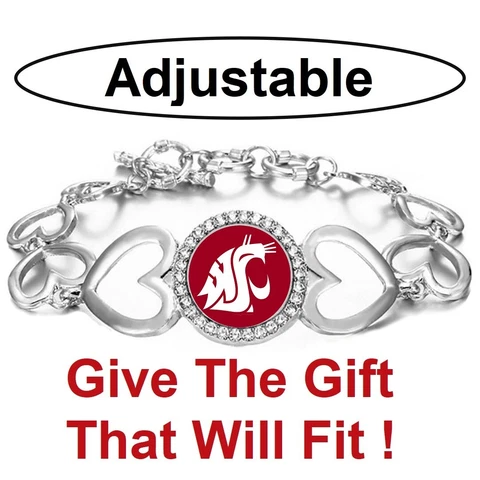 Washington State Cougars Womens Silver Link Bracelet w Gift Pkg D27 Cover