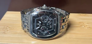 VTG Bulova 96G59 Men's Chronograph Watch with Black Tonneau Dial NEEDS BATTERY - Picture 1 of 15