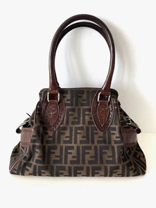 eBay Authentic FENDI Zucca Brown Leather Canvas 8BN157 w/Card & Dust Bag - Picture 1 of 24