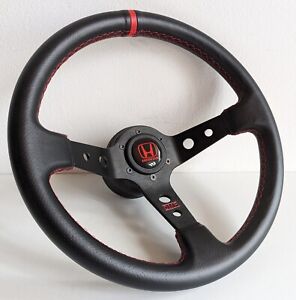 Steering Wheel Fits For HONDA Deep Dish  Leather No Hub Adapter