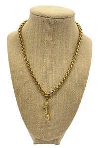 Vintage FENDI Zucca Zucchino Shoe Charm Necklace Goldtone 17" RARE NR Marked - Picture 1 of 12