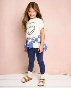 Hanna Andersson US 8 (130cm) Classic Navy Blue Leggings Kids Girls Pants - Soft - Picture 1 of 9