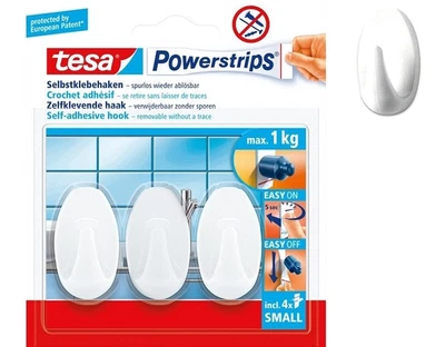 Tesa ® Selbstklebehaken Powerstrips ® 3er weiss 1kg ablösbar Klebehaken 57533 - Bild 1 von 2