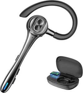 Bluetooth Earpiece Wireless Headset with Noise Cancelling Microphone Black - Picture 1 of 6