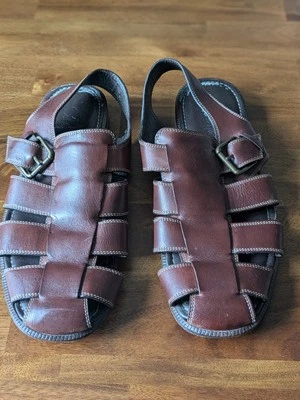 Cole Haan Sandalias de Campo Estilo Pescador Hombres Talla 11 Marrón Cuero Hebilla Brasil Foto 1 de 4