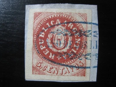 ARGENTINA Sc. #7Hu scarce used stamp w/ gorgeous cancel on piece! - image 1 of 2