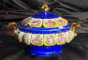 Antique German Porcelain Progress Of Love Fragonard Courting Couple Soup Tureen - Picture 1 of 7