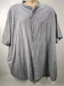North 56*4 Shirt Mens Size eu5xl Button Up Short Sleeve Chinese Collar Casual - Picture 1 of 7