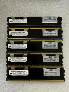 Lot of 5x 8GB HP 500205-071 2RX4 PC3-10600R ECC REG DDR3 Micron RAM Memory - Picture 1 of 1
