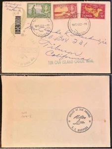 Tonga #101,#104-5 Tin can Mail 1963 SS Mariposa; ship, map *d - Picture 1 of 3