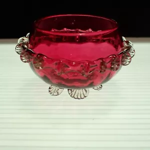 Antique Cranberry Glass Salt Dish - Picture 1 of 9
