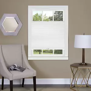 Cordless Cellular Pleated Window Shades - 27 Inch Width, 64 Inch Length - White - Picture 1 of 12
