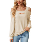 Women's Top Solid Color Pullover Solid Color Hollow Loose Long-sleeved T-shirt