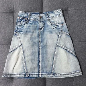 Vintage Jay Denim Skirt Women 8 Blue Jean Stone Wash A Line Patchwork 90s - Bild 1 von 8