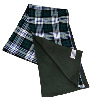 Cachecol xadrez vintage R. G. Snow & Co. 100% lã de cordeiro Inglaterra azul/verde - Imagem 1 de 4