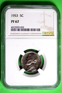 1953 NGC PF67 Jefferson Nickel #B27535 - Picture 1 of 2