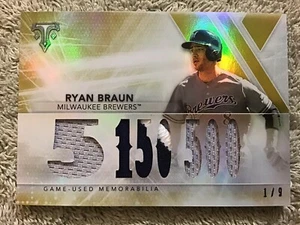 Topps Triple Treads Ryan Braun 2015 5/150/500 Gold #d 1/9 Milwaukee Brewers - Imagen 1 de 5
