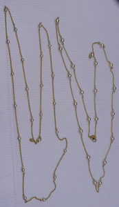L -- 2 SIGNED NOLAN MILLER FAUX PEARL STATION NECKLACES, GOLD TONED, 47 INCHES - Picture 1 of 5