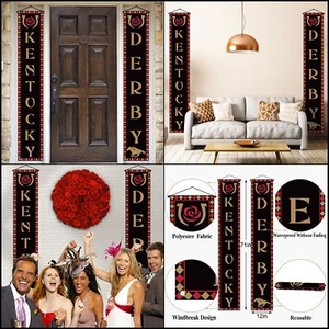 Kentucky Derby Porch Banner Run for The Roses Horse Racing Themed Party Front - Picture 1 of 12
