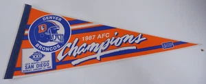 DENVER BRONCOS 1987 AFC CHAMPIONS NFL FELT PENNANT 12"x30" - Picture 1 of 2